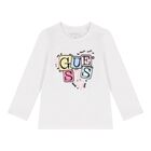Baby Girls White Logo Long Sleeve Top, 1, hi-res