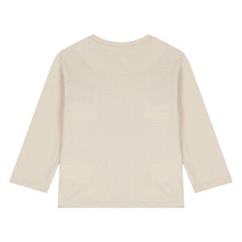 Younger Boys Beige Car Long Sleeve Top