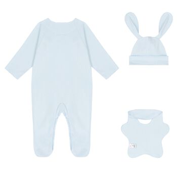 Baby Boys Blue Bunny Babygrow Gift Set