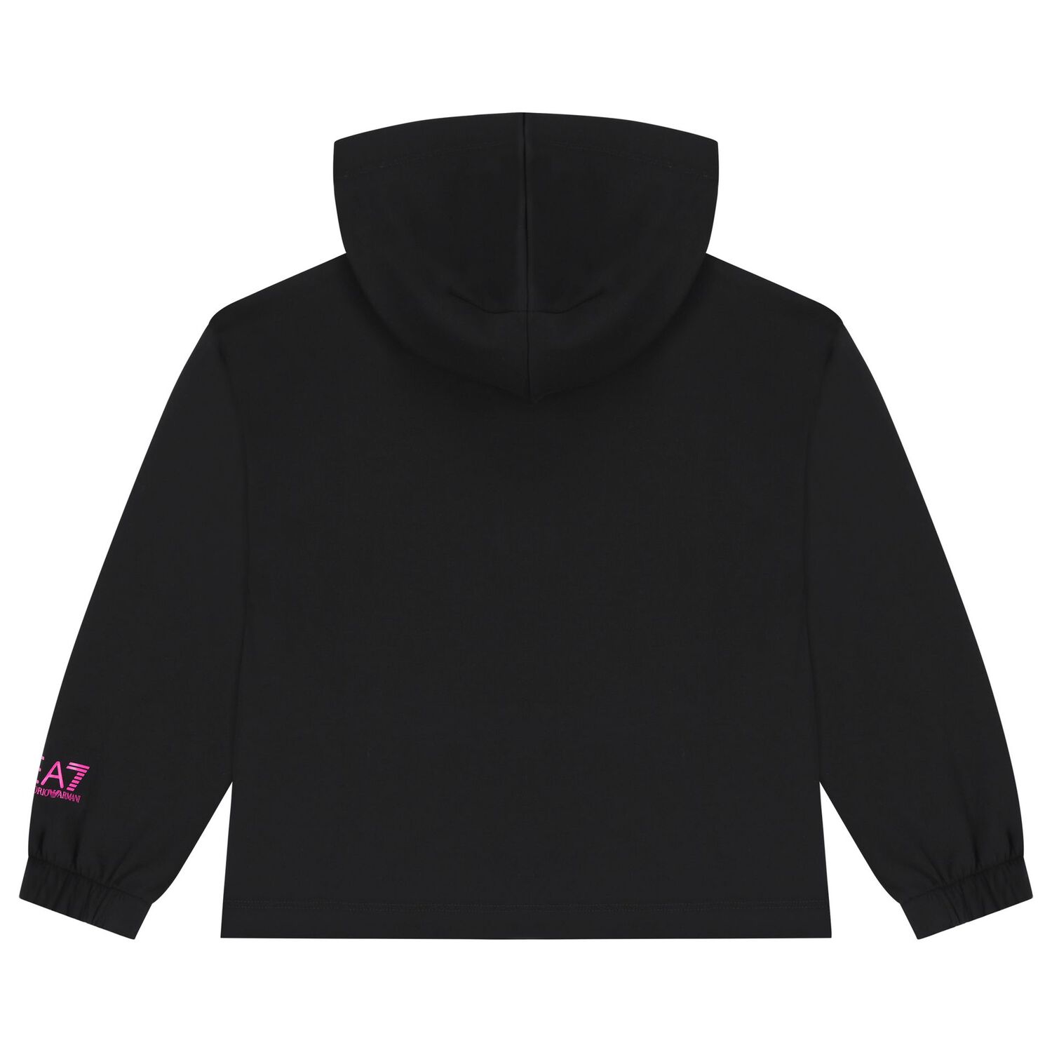 Girls Black Logo Hooded Top, 1, hi-res