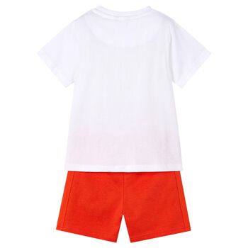 Boys White & Red Shorts Set
