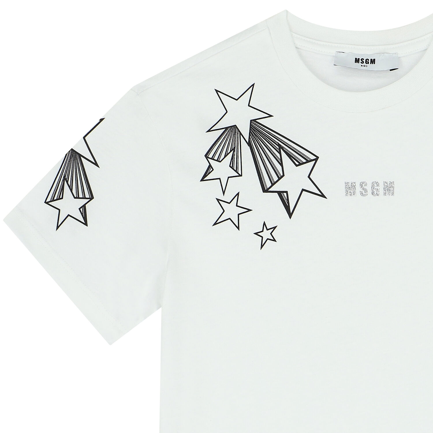 Girls White Logo & Star T-Shirt, 1, hi-res