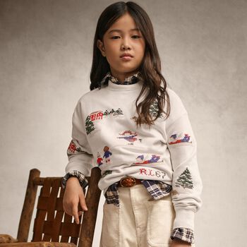 Girls Ivory Festive Sweatshirt