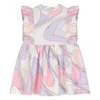 Younger Girls Pink & White Ruffled Iride Dress, 1, hi-res