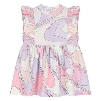 Younger Girls Pink & White Ruffled Iride Dress
