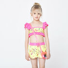 Girls Neon Yellow Swim Shorts, 1, hi-res