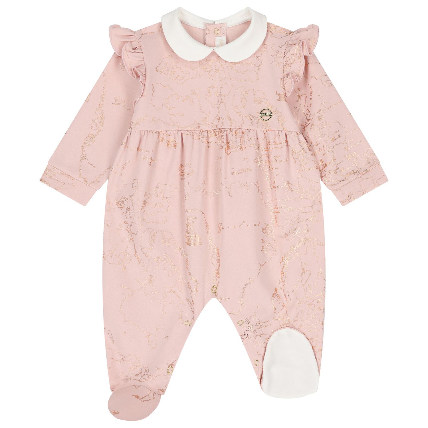 Baby Girls Pink & Ivory Geo Map Babygrow, 1, hi-res