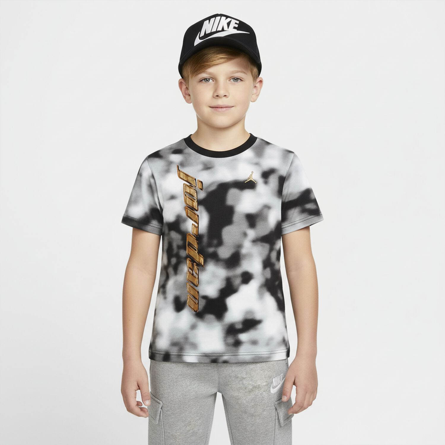 Boys Black & White Jordan Logo T-Shirt, 1, hi-res image number null