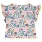 Girls Pink Floral Logo Blouse, 1, hi-res