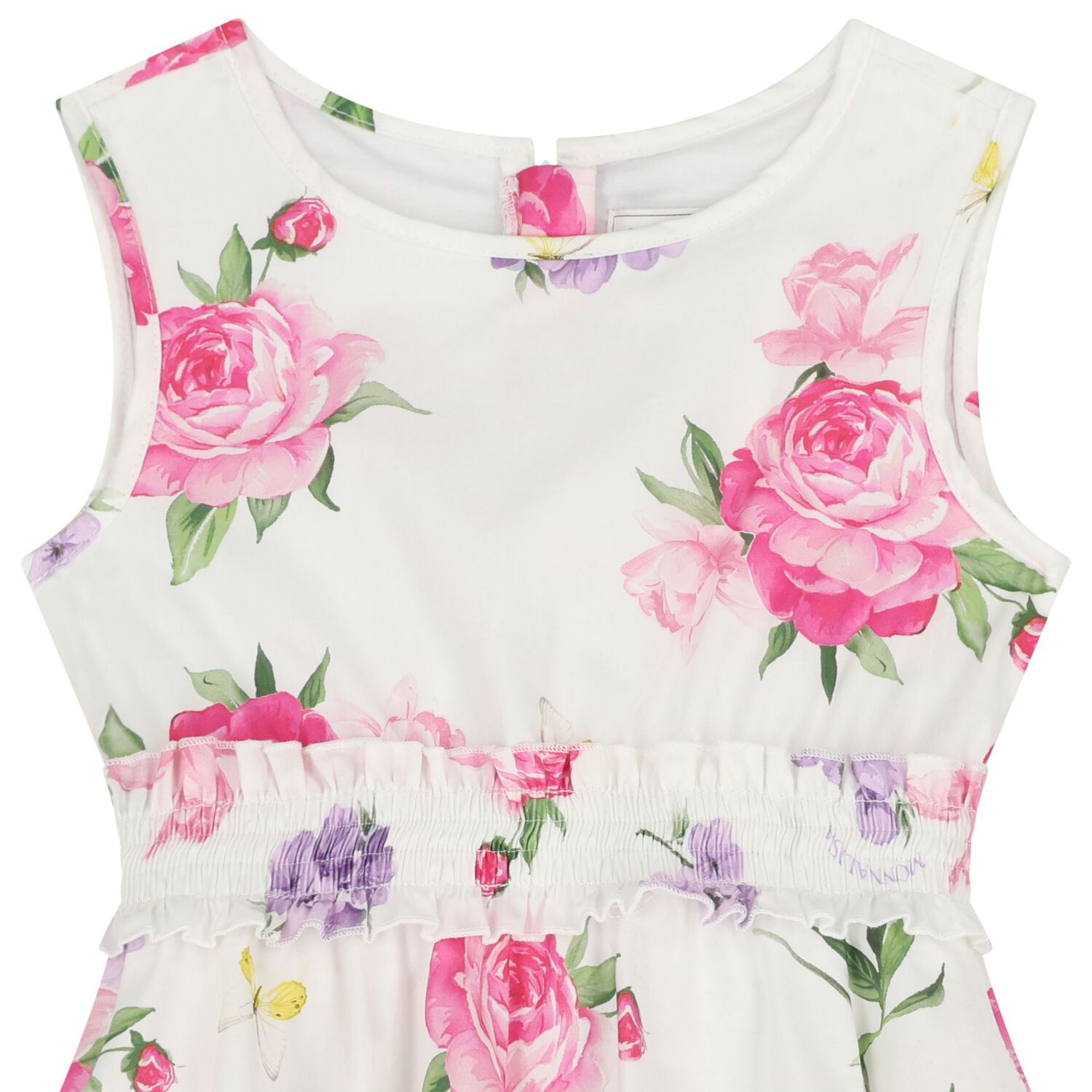 Girls White Floral Dress, 3, hi-res