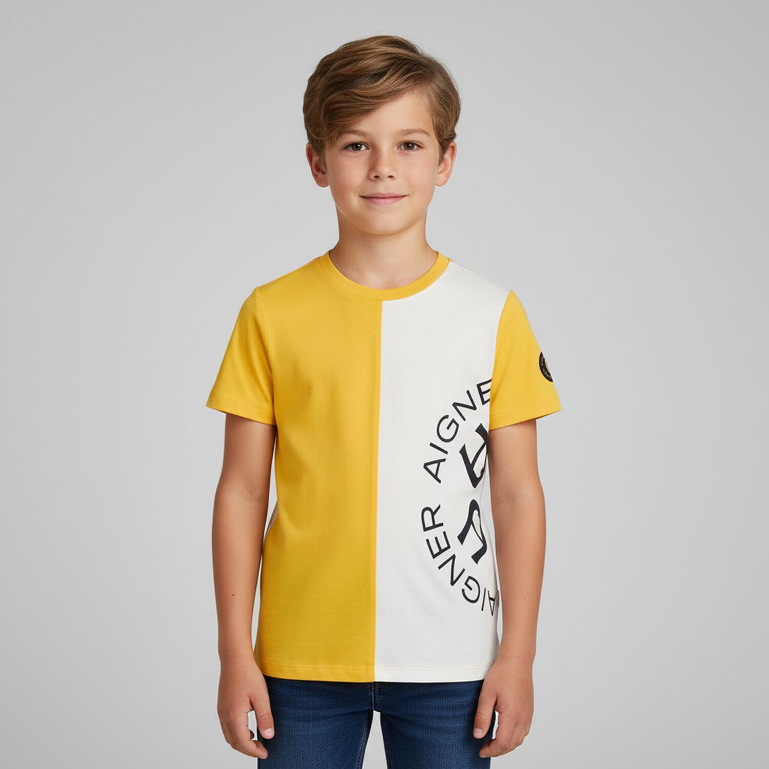 Boys Yellow & White Logo T-Shirt, 1, hi-res
