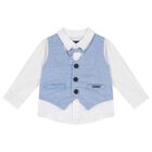 Yonger Boys White & Blue Logo Shorts Set, 1, hi-res