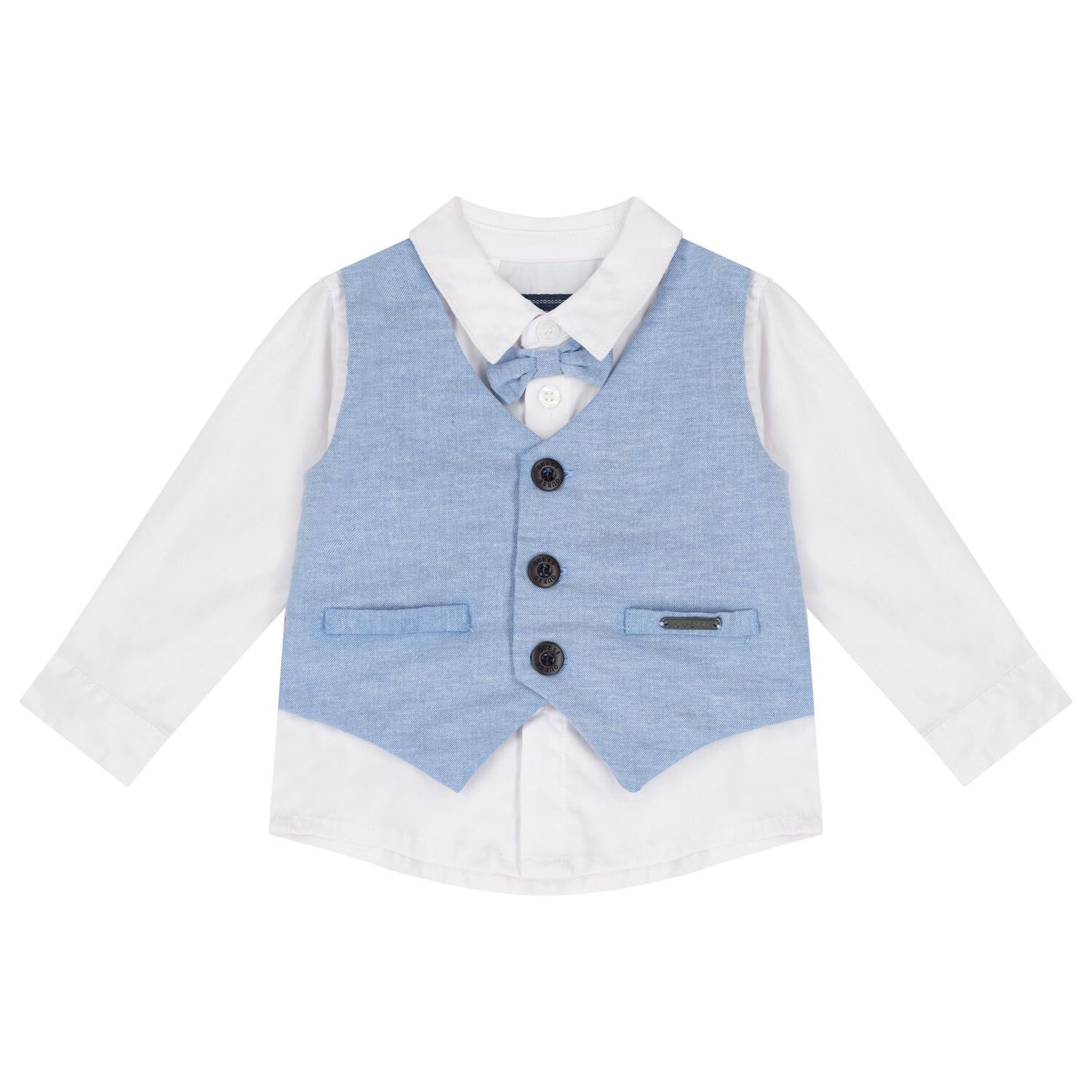 Yonger Boys White & Blue Logo Shorts Set, 1, hi-res