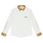 Boys White Logo Shirt, 1, hi-res