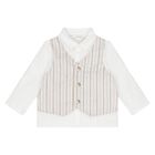 Baby Boys Beige, Blue & White Shorts Set, 1, hi-res