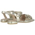 Girls Gold Floral Sandals, 1, hi-res