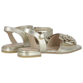 Girls Gold Floral Sandals