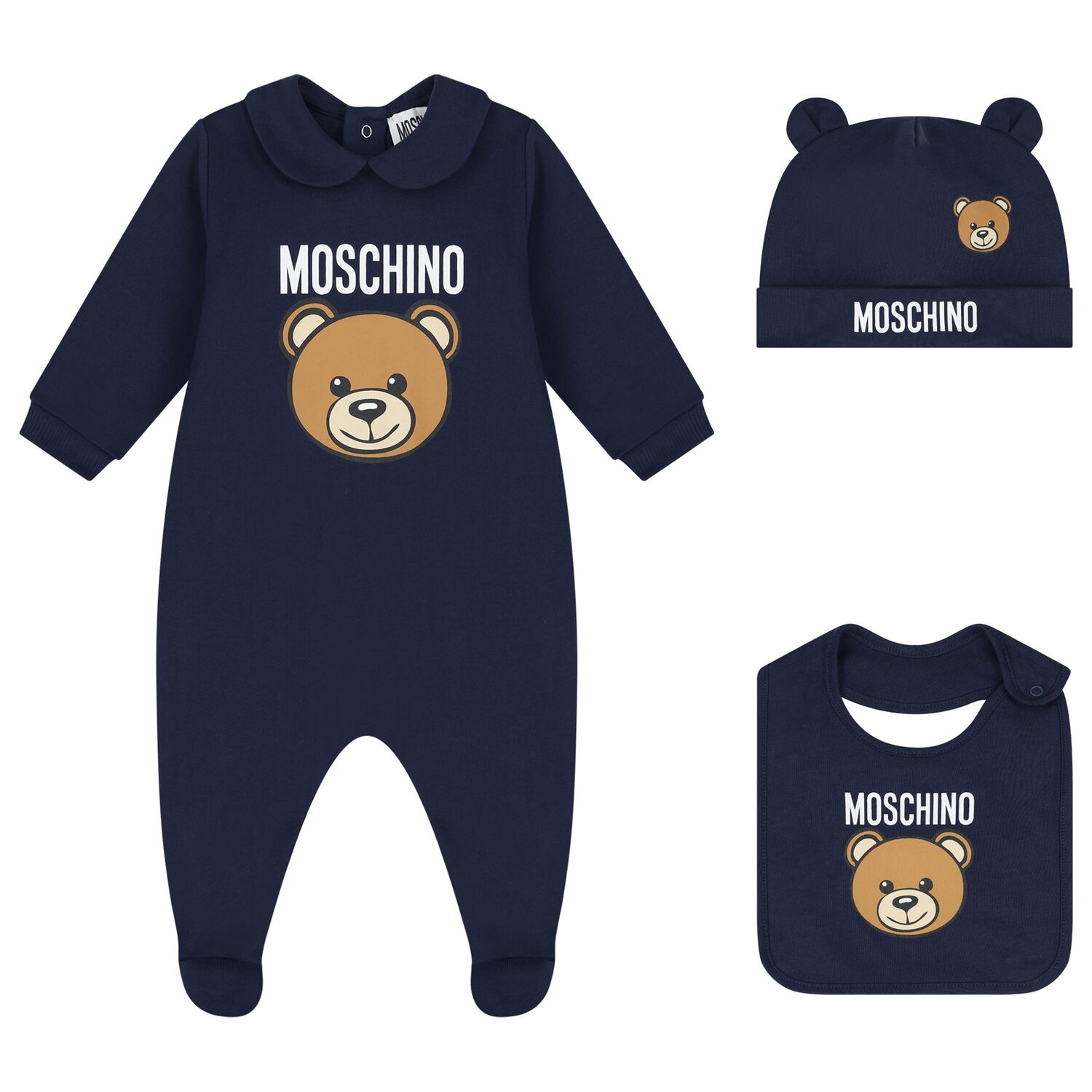 Navy Blue Teddy Bear Logo Babygrow Gift Set, 3, hi-res