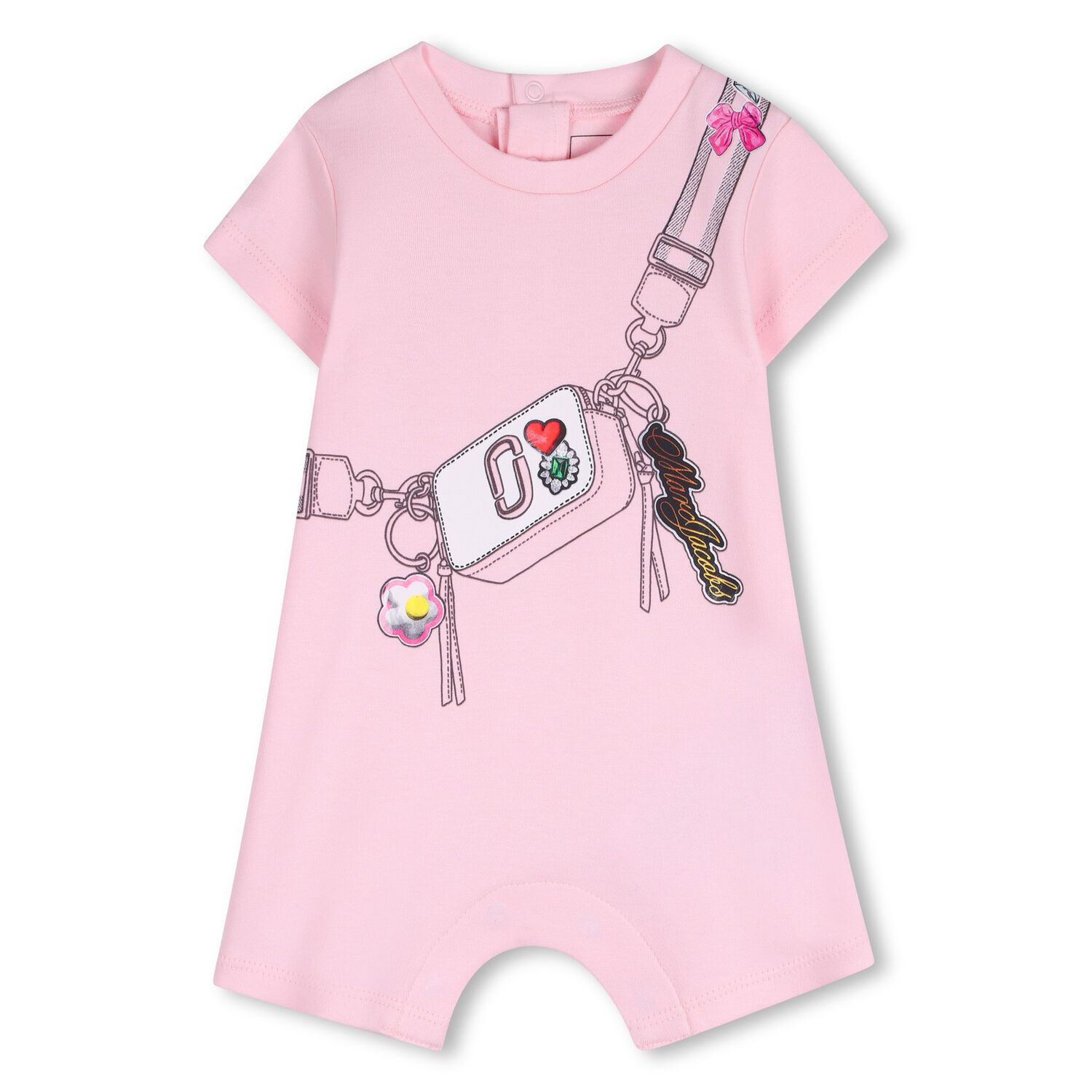 Baby Girls Pink Bag Romper, 1, hi-res