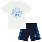 White & Blue Logo Shorts Set, 2, hi-res