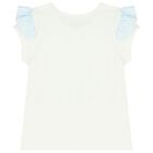 Girls White & Blue Striped Skirt Set, 2, hi-res