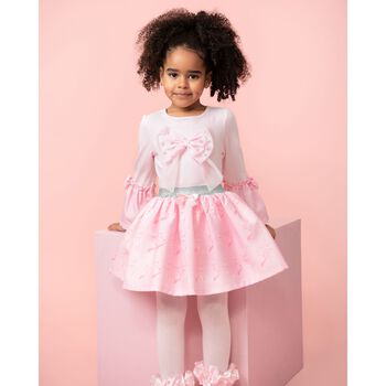 Girls Pink Logo Bow Skirt Set