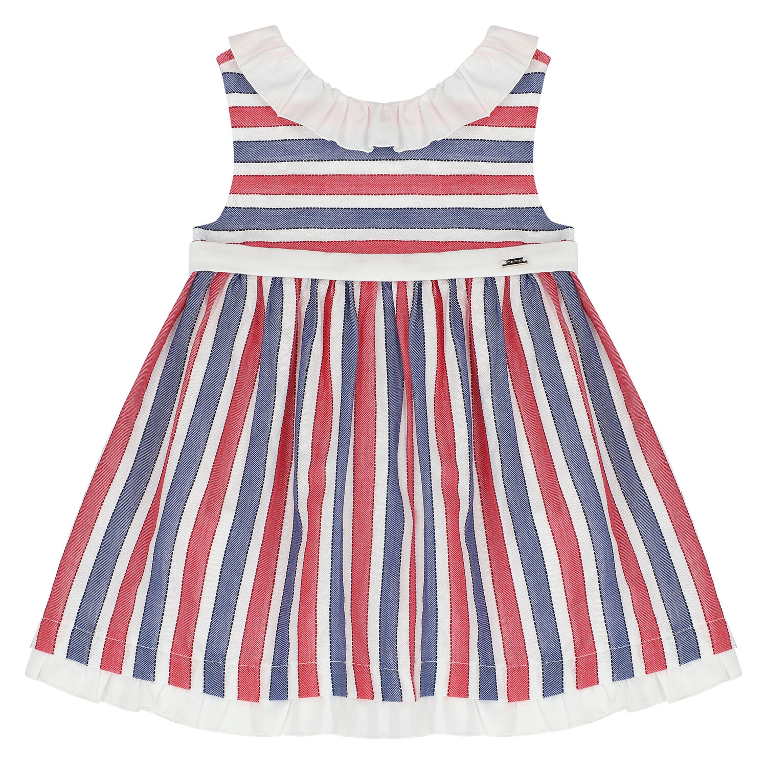 Baby Girls Red & Navy Striped Dress Set, 1, hi-res