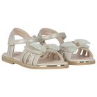 Girls Gold Embellished Bow Sandals, 1, hi-res