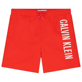 Boys Red Logo Swim Shorts