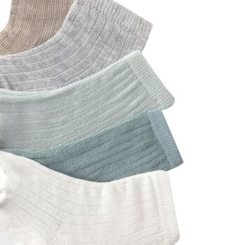 Beige, Ivory & Green Baby Socks ( 6 Pack )