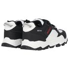 Boys Black & White Logo Trainer, 1, hi-res