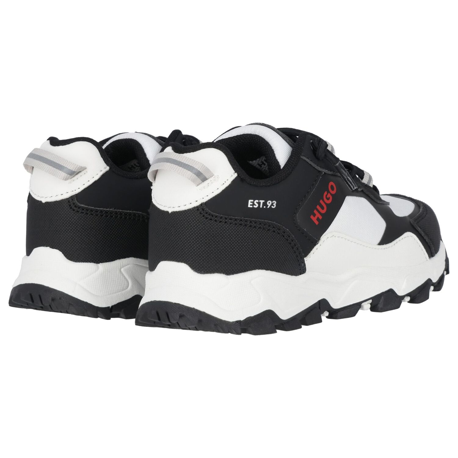 Boys Black & White Logo Trainer, 1, hi-res