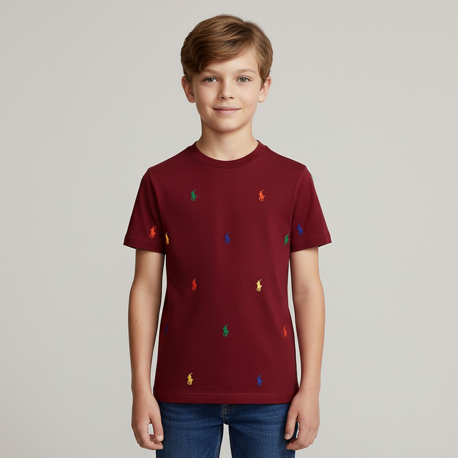 Boys Burgundy Logo T-Shirt, 1, hi-res