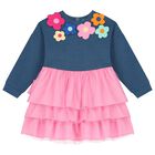 Girls Blue & Pink Flower Dress Set, 1, hi-res