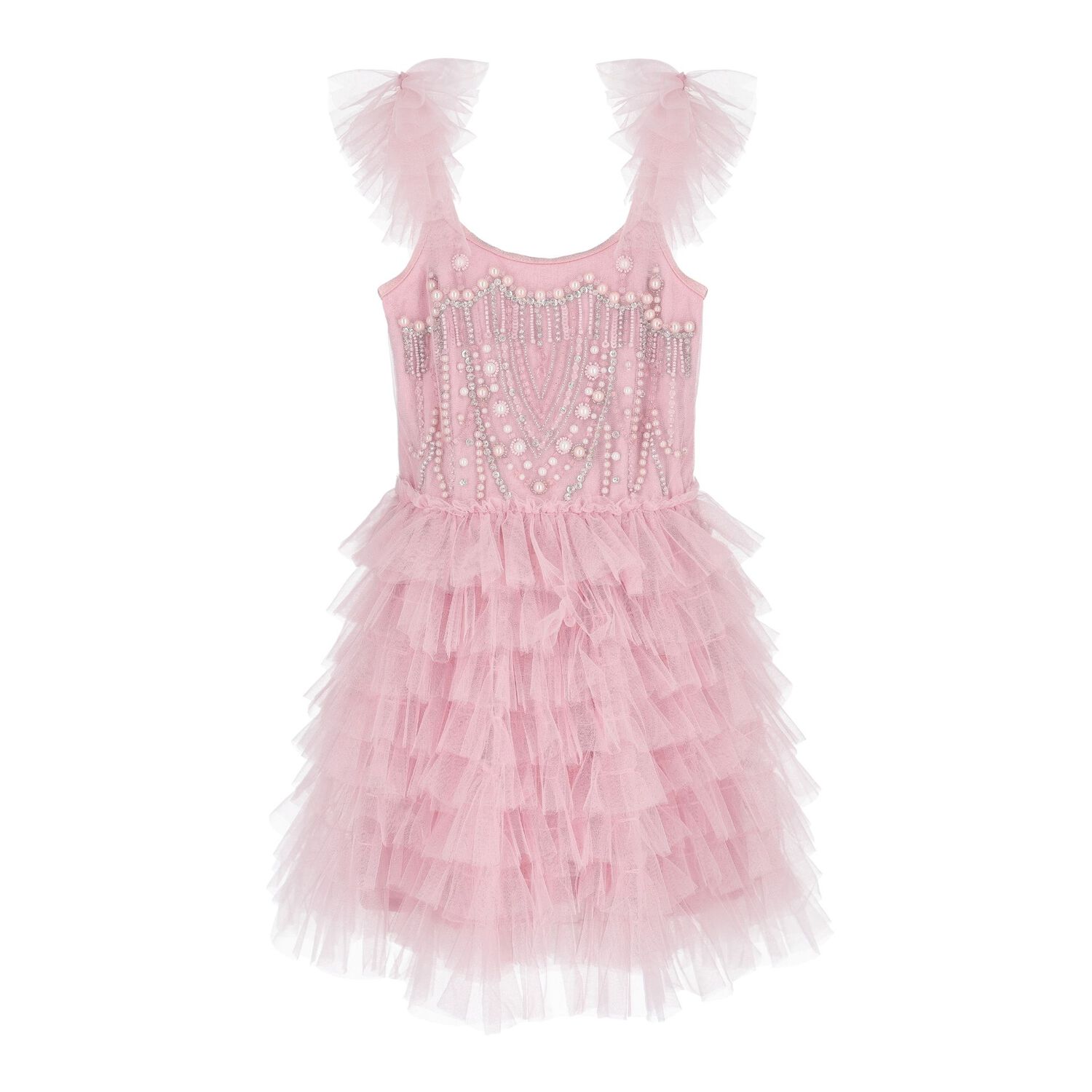 Baby Girls Pink Embellished Tulle Dress Set, 1, hi-res
