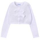 Girls White Bow Knit Cardigan, 1, hi-res