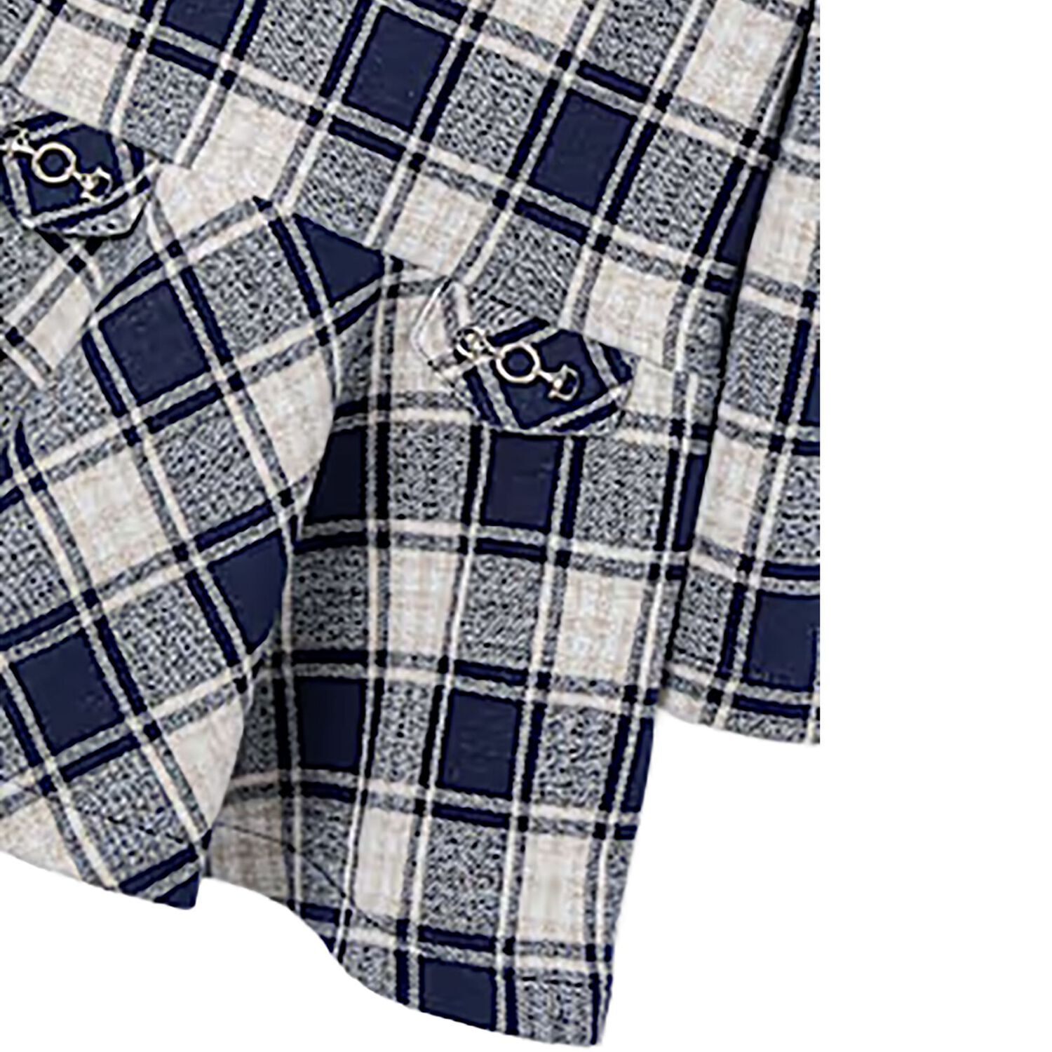 Girls Grey & Blue Check Dress, 2, hi-res image number null