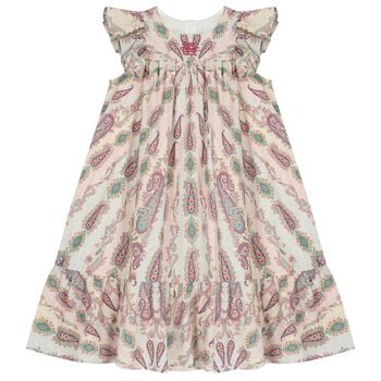 Girls Muti-Coloured Embroidered Paisley Dress