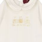 Baby Girls Ivory & Gold Logo Babygrow, Hat & Bib Gift Set, 1, hi-res