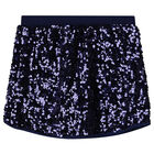 Girls Navy Blue Embellished Sequin Skirt, 1, hi-res