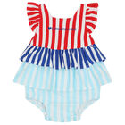 Baby Girls Red, White & Blue Striped Shortie, 1, hi-res