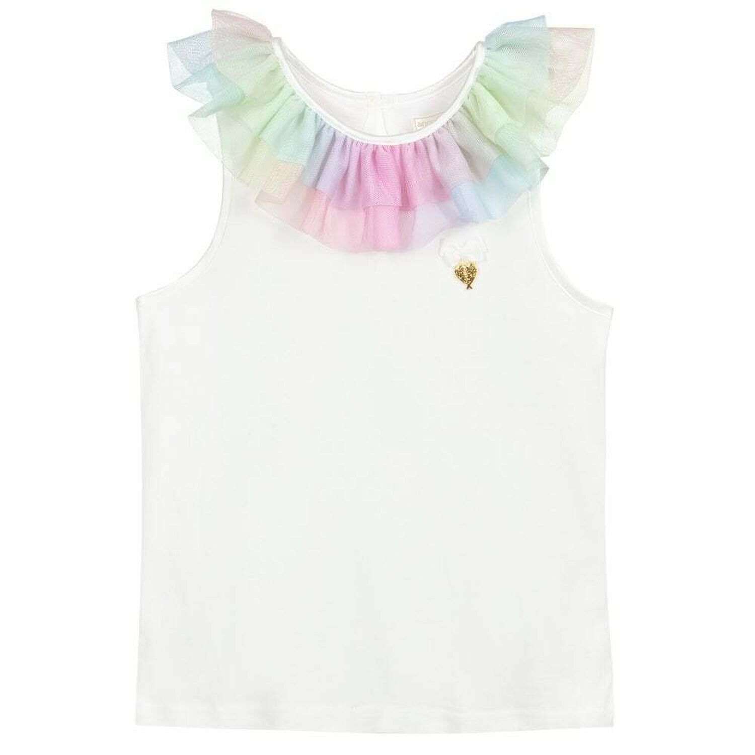 Girls White & Rainbow Tulle Top, 1, hi-res image number null