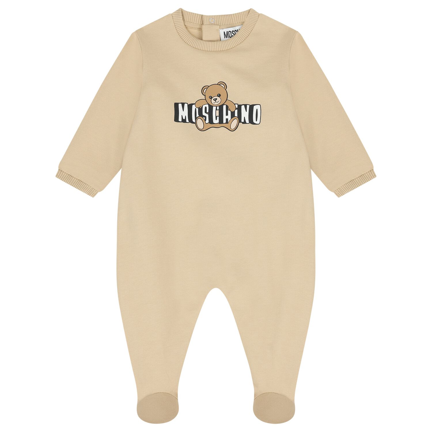 Beige Teddy Bear Logo Babygrow, 2, hi-res