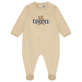 Beige Teddy Bear Logo Babygrow
