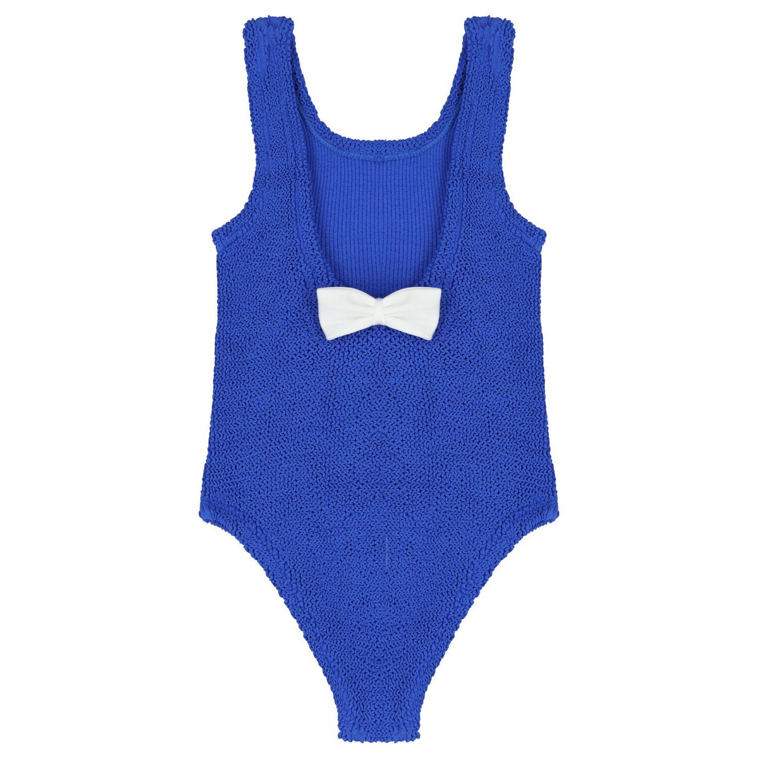 Girls Blue Bow Crinkle Swimsuit, 1, hi-res