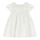 Baby Girls White Floral Stripe Dress, 1, hi-res