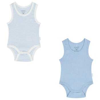 Baby Boys Blue & White Bodysuits ( 2-Pack )