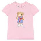 Baby Girls Pink Cotton Bear T-Shirt, 1, hi-res