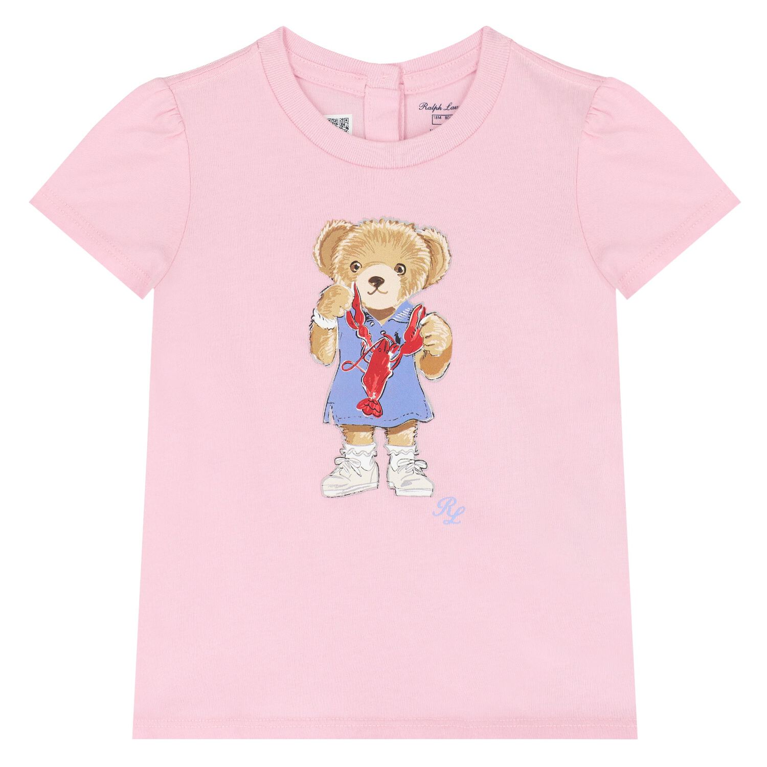 Baby Girls Pink Cotton Bear T-Shirt, 1, hi-res