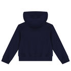 Girls Navy Blue Sequin Hooded Zip Up Top, 1, hi-res
